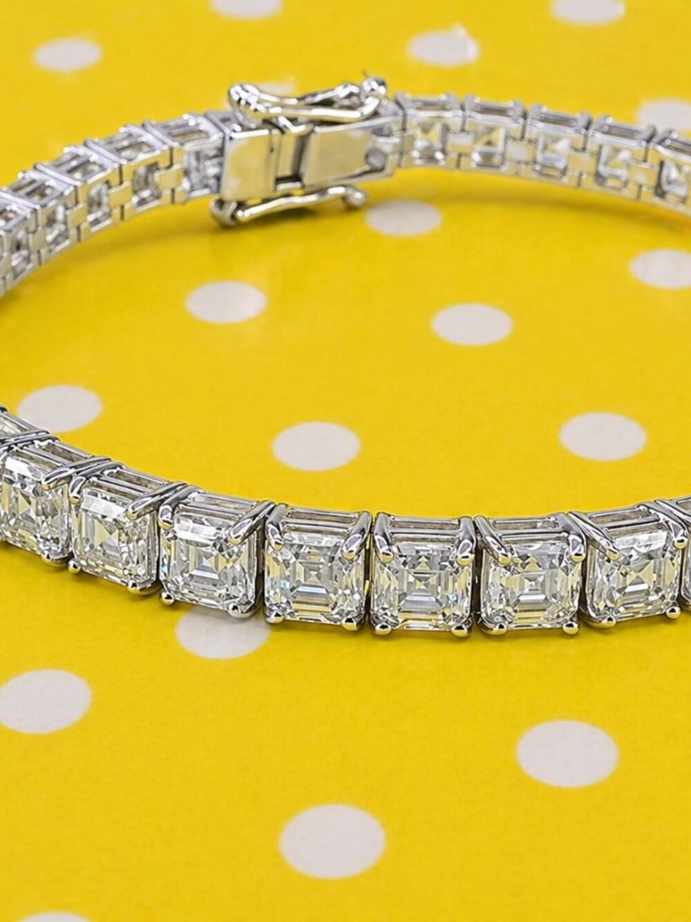 7" Inch Long Tennis Wedding Bracelet 7 CT Asshcher Cut VVS1 Solid 14K White Gold